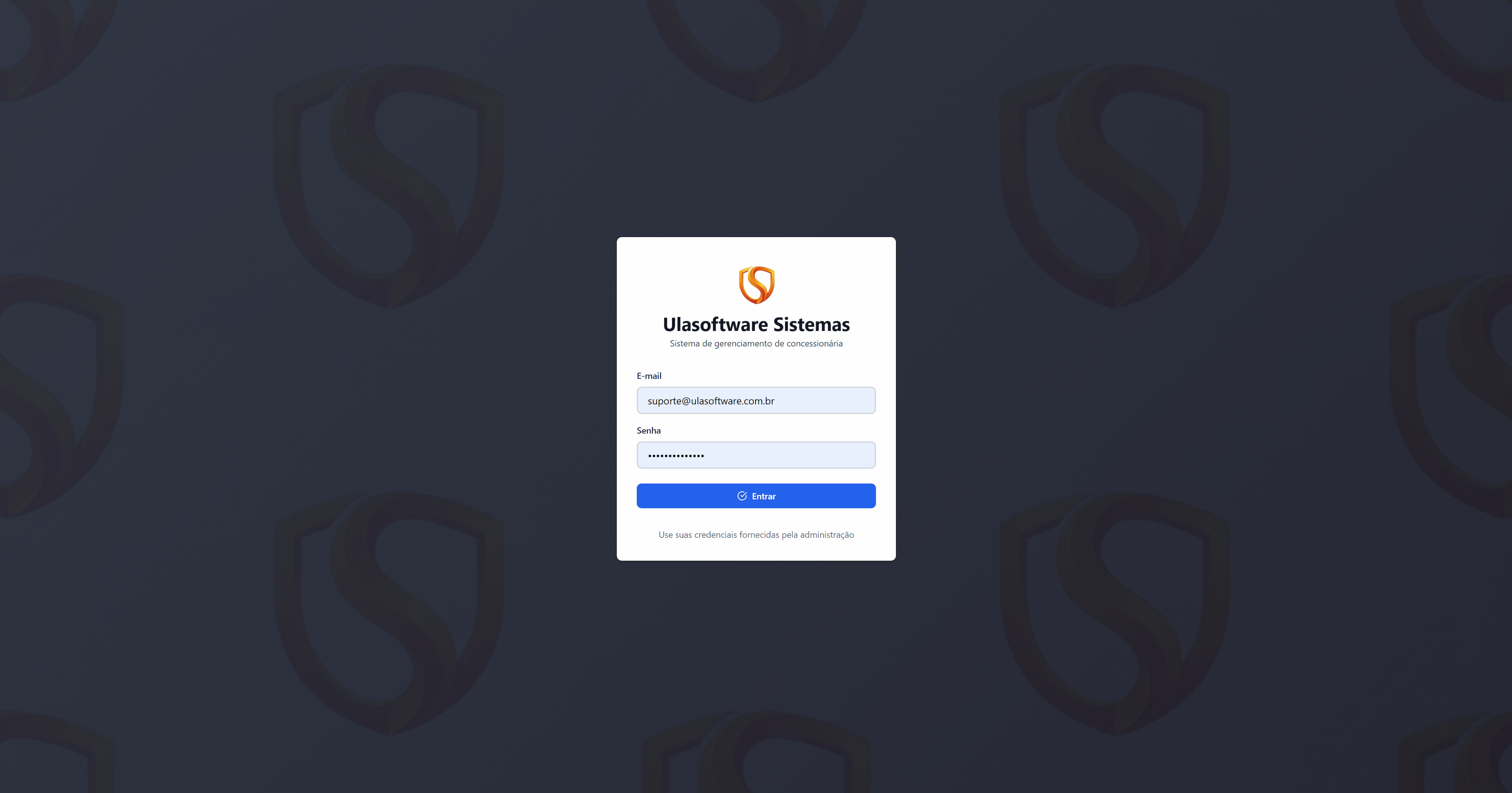 Tela de acesso do sistema da Ulasoftware