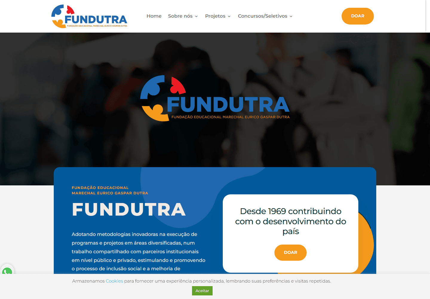 Página inicial do portal Fundação Dutra desenvolvido pela Ulasoftware